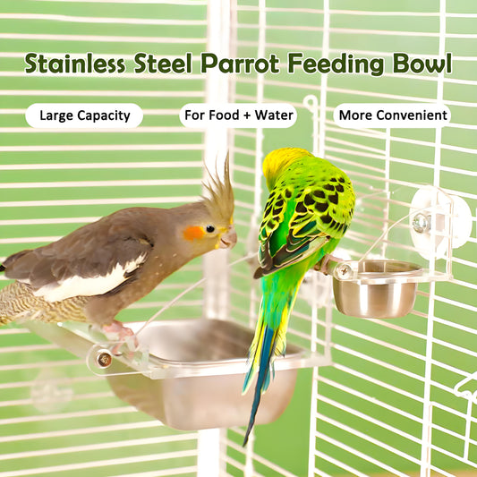 Rywell Acrylic No-Mess Bird Feeder with Perch – Automatic Seed Catcher for Parrots & Parakeets