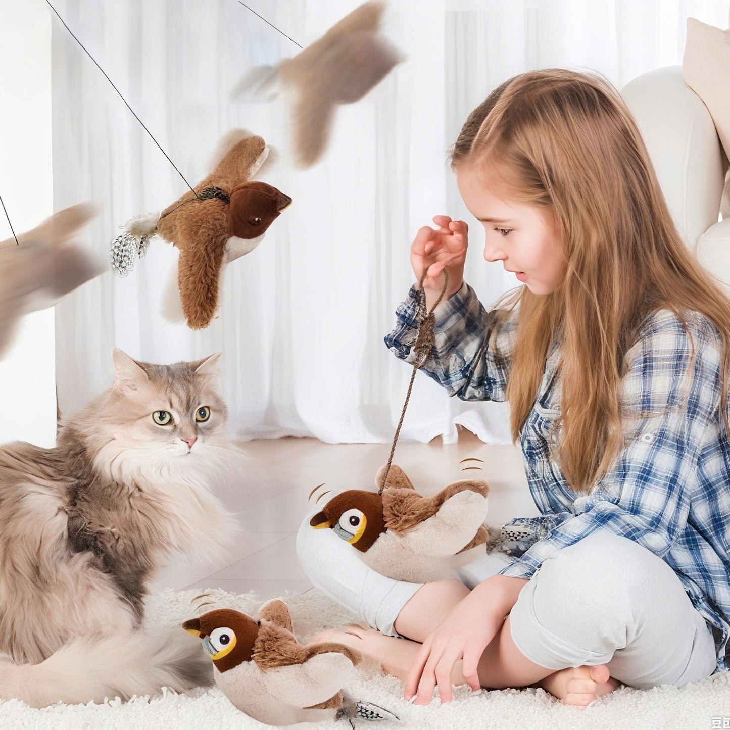 Rywell Rechargeable Flapping Bird Cat Toy – Touch-Activated, Chirps & Flaps Like a Real Sandpiper with Catnip