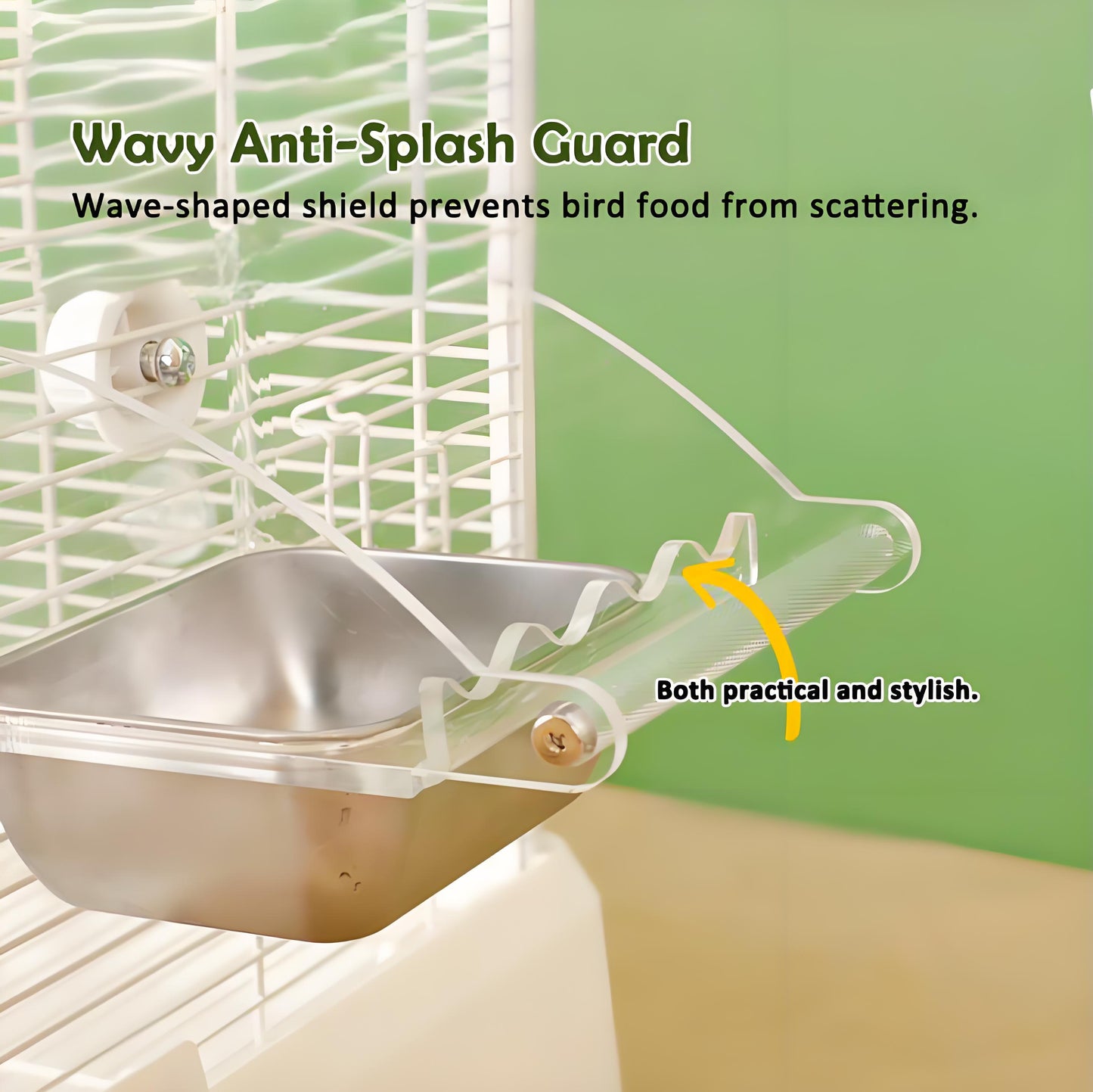 Rywell Acrylic No-Mess Bird Feeder with Perch – Automatic Seed Catcher for Parrots & Parakeets