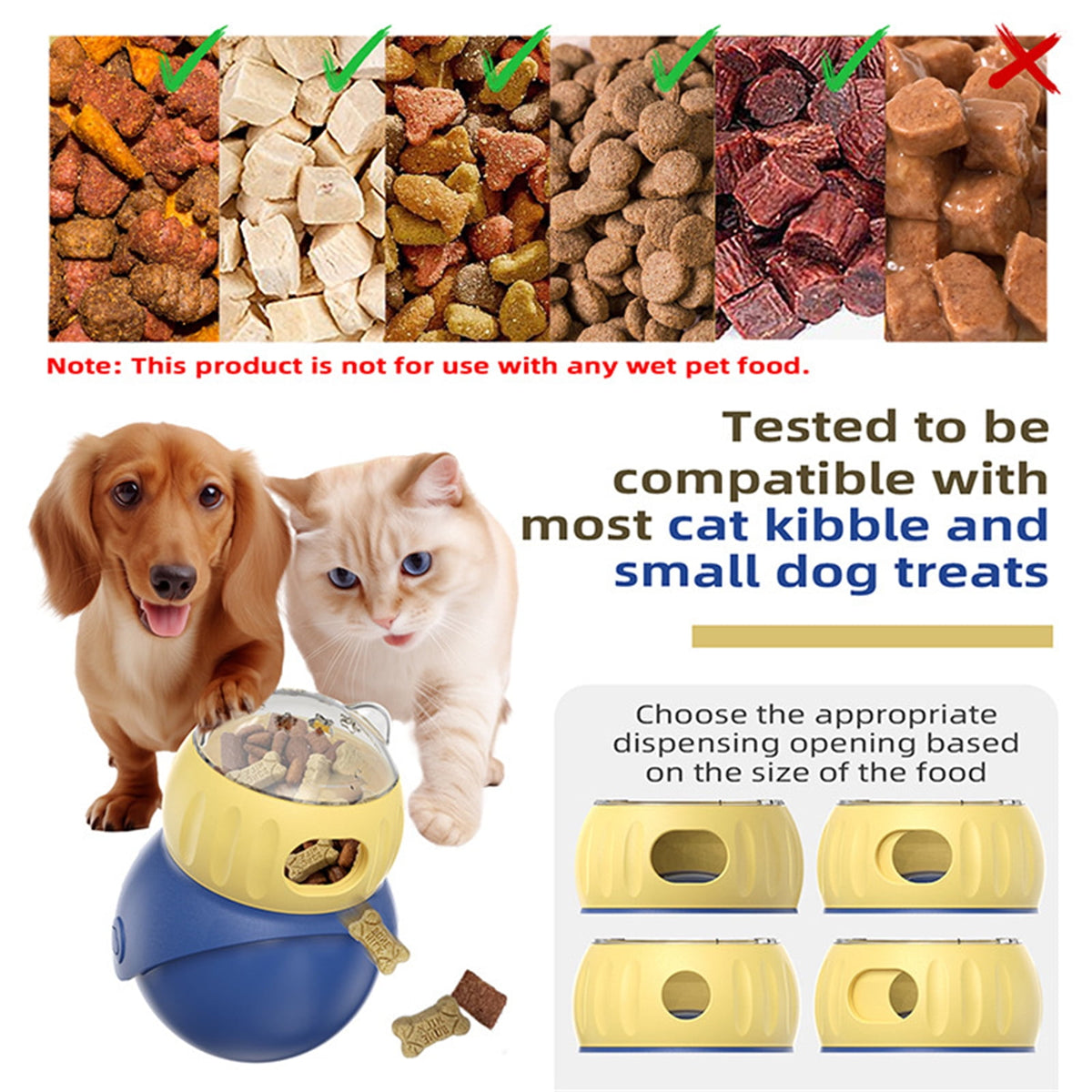 Rywell Cat Puzzle Ball for Cat&Mini Dogs Adjustable No-Tip Treat Dispensing Toys Food Dispenser Balls Cognitive Enrichment Toy Slow Feeding Interactive Mind Stimulating Game