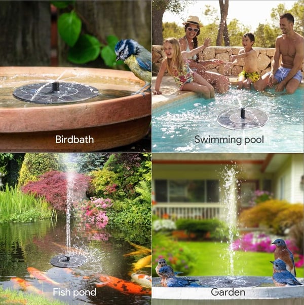 Rywell Solar-Powered Birdbath Fountain