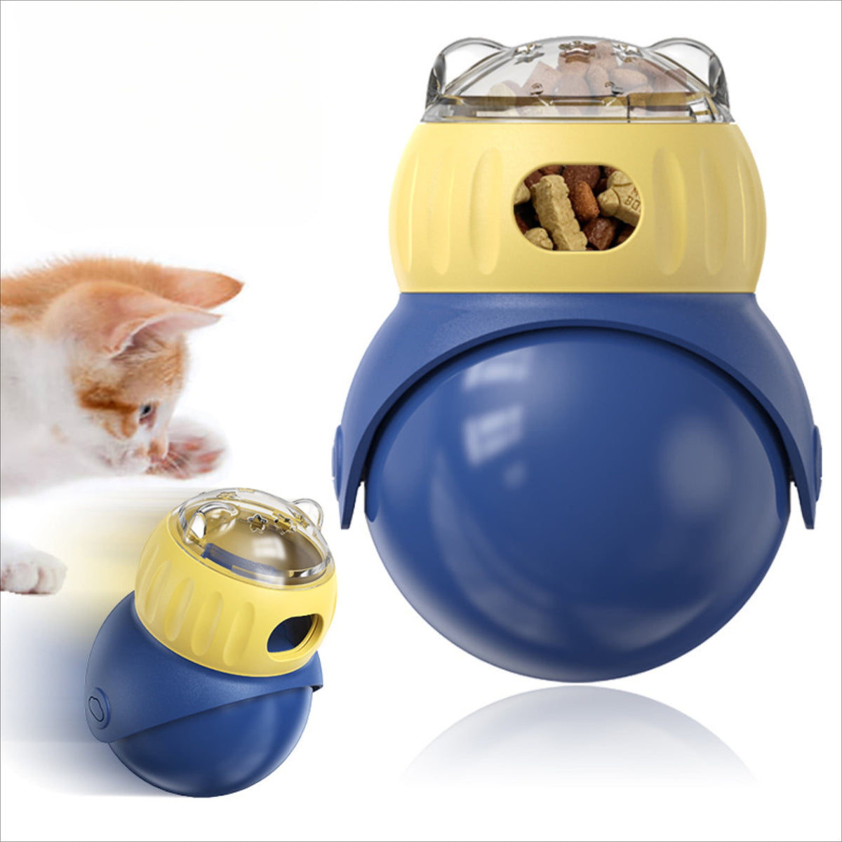Rywell Cat Puzzle Ball for Cat&Mini Dogs Adjustable No-Tip Treat Dispensing Toys Food Dispenser Balls Cognitive Enrichment Toy Slow Feeding Interactive Mind Stimulating Game