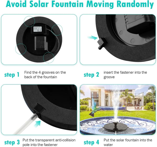 Rywell Solar-Powered Birdbath Fountain
