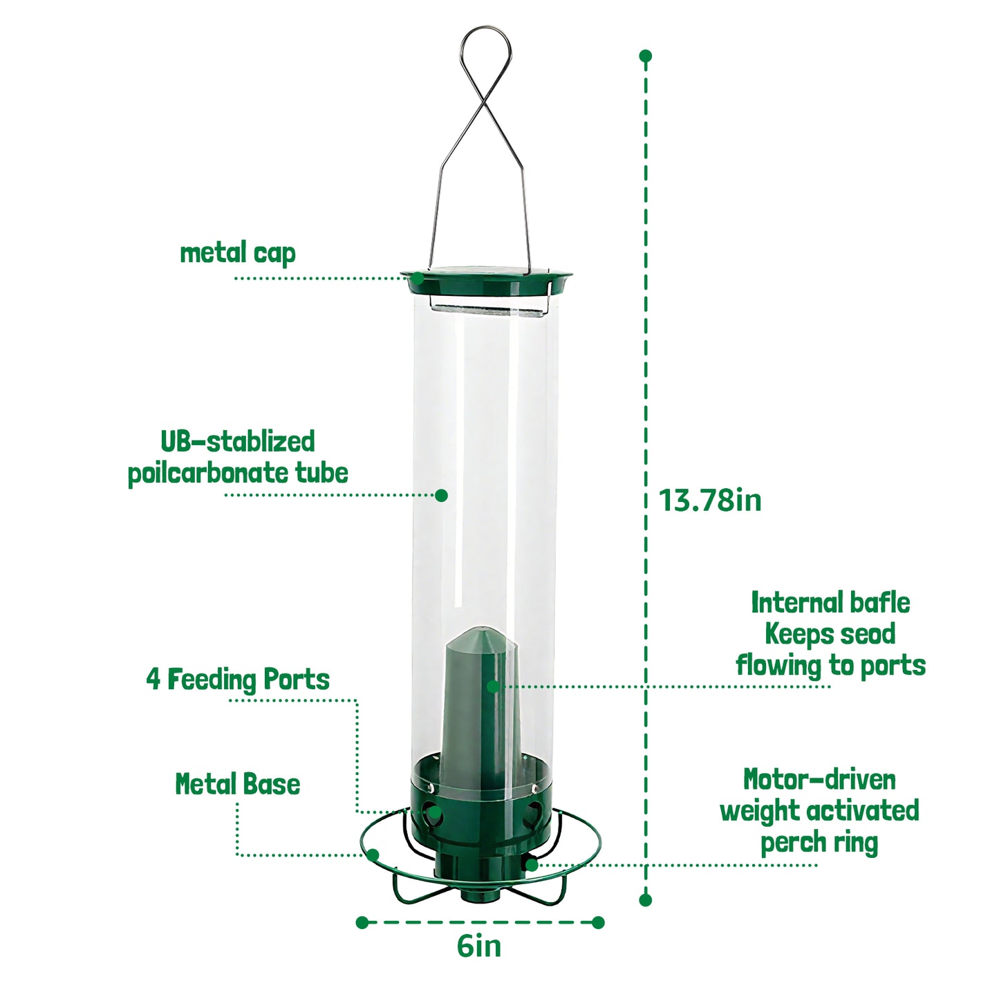 Rywell Weight-Activated Hanging Bird Feeder – Squirrel-Proof, Rotating Wild Bird Feeder for Outdoors