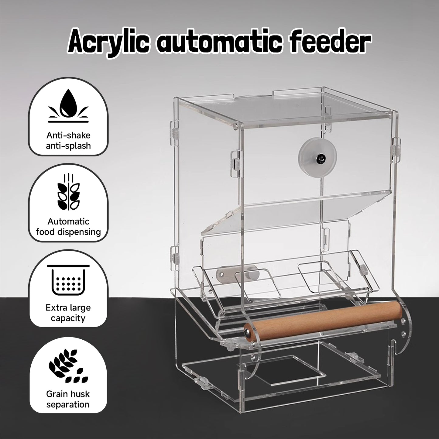 Rywell Parrot Bird Feeder Box – Spill-Proof Automatic Hanging Seed Dispenser for Birds