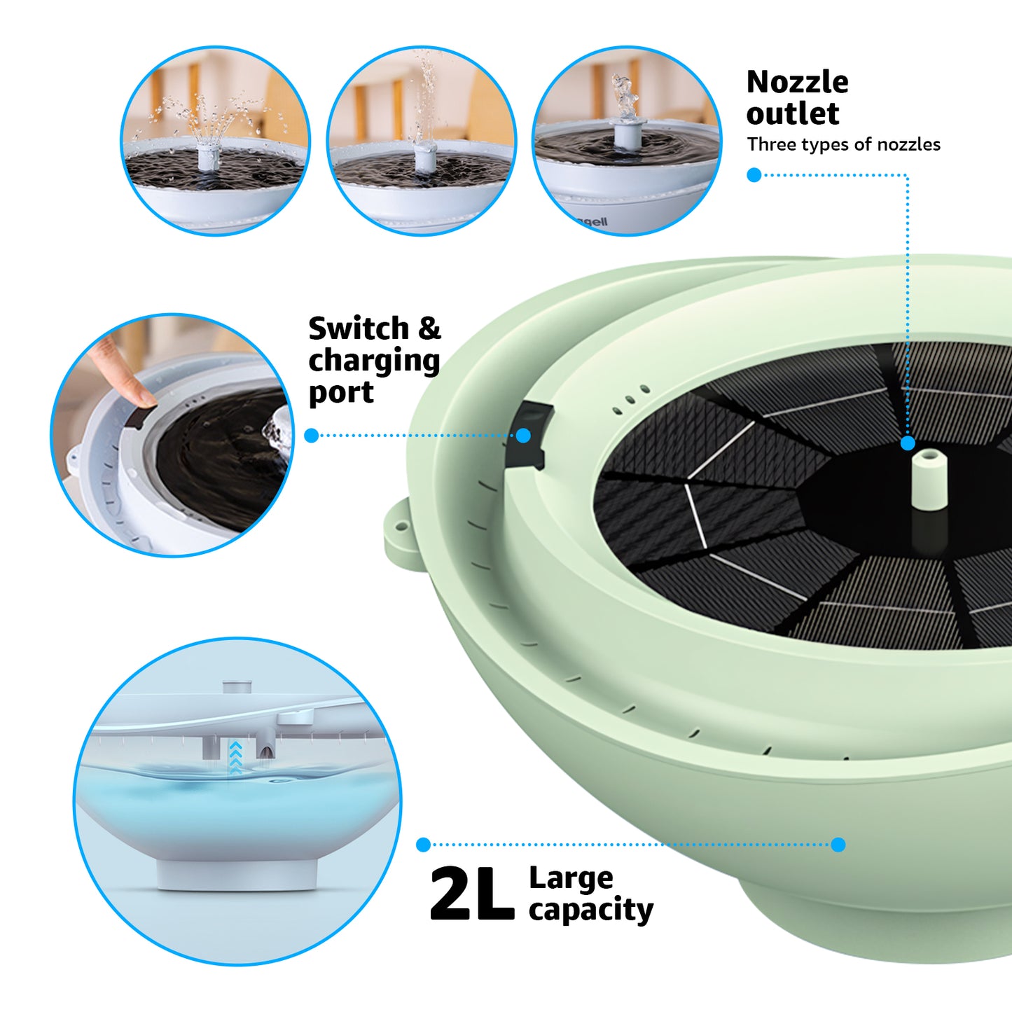 Rywell Solar Birdbath with Automatic Water Recycling & Filtration System