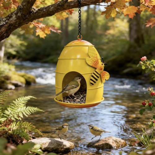 Rywell Outdoor Bird Feeder - Weatherproof Funny Food Holder,Outdoor Bird Feeders Garden Decor,for Attracting Finch Hummingbird Garden Patio Porch Balcony Terrace Landscape