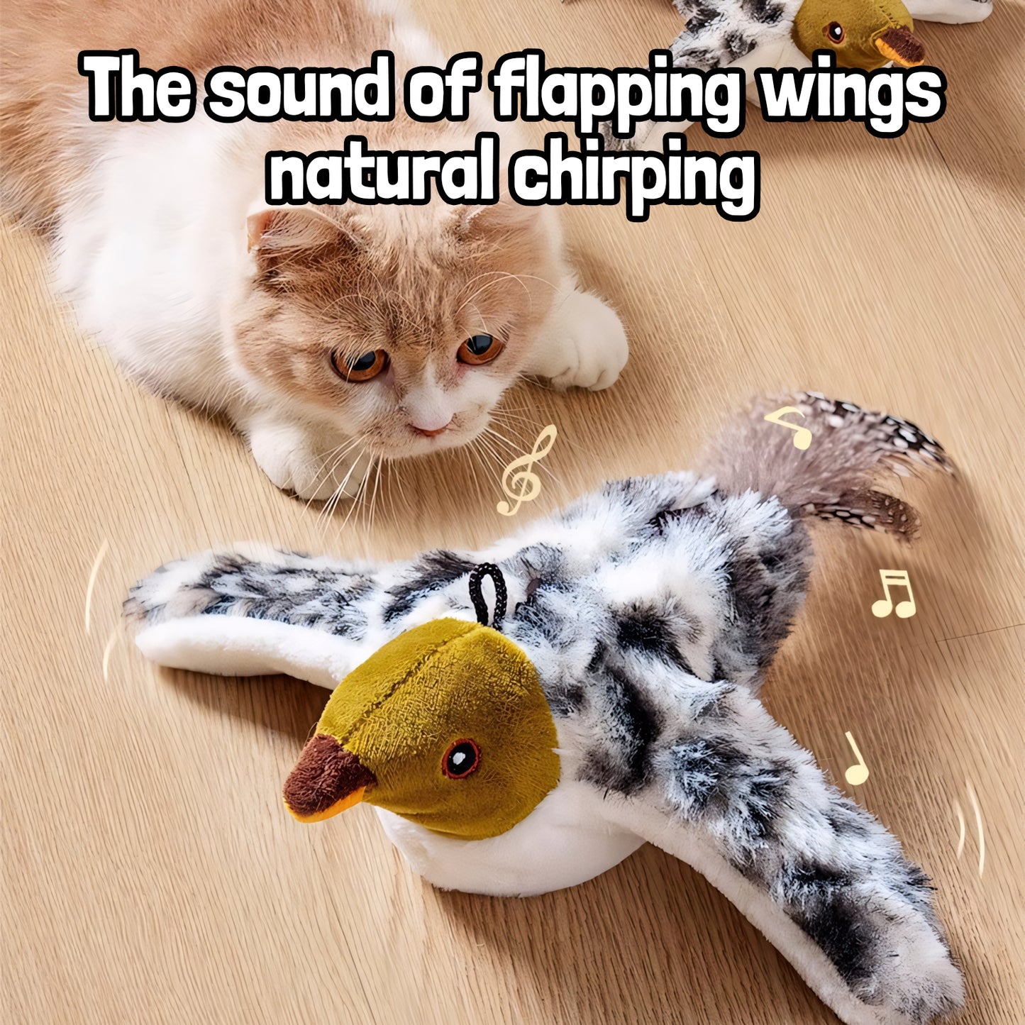 Rywell Interactive Electric Cat Toy – Realistic Flapping Bird with Sound, Hunting Training & Self-Play Teaser Wand for Cats