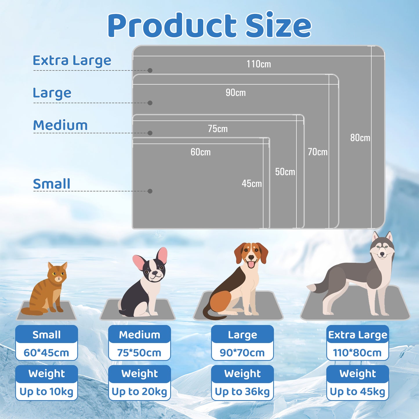 Rywell Pet Reusable Bed Pad Summer Cooling Dogs Mat with Humidity indicator card, Super Absorption Non-toxic Traning Mats Machine Washable & Portable, Indoors & Outdoors - S Grey