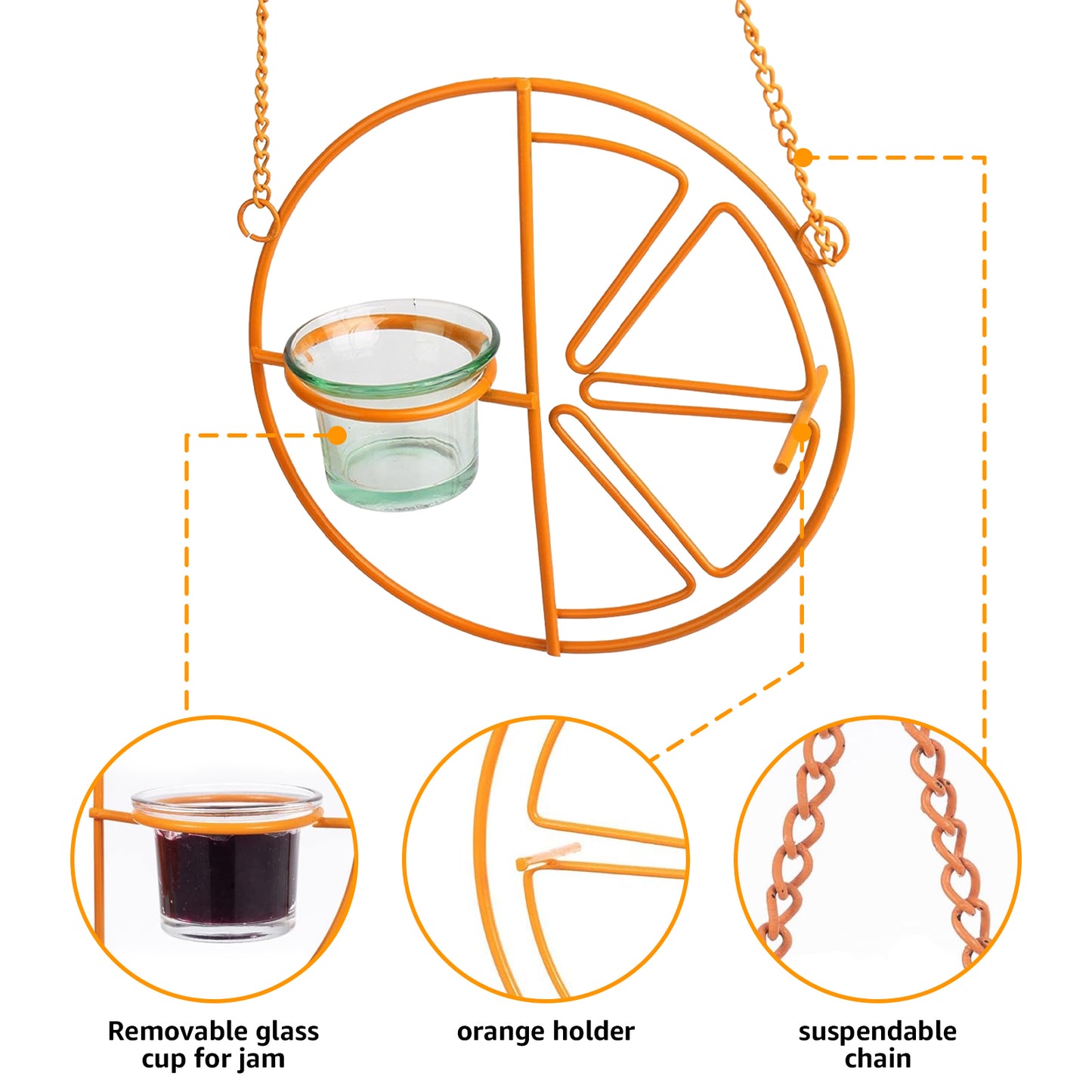 Rywell 2-in-1 Hanging Clementine Oriole & Humming bird Feeder