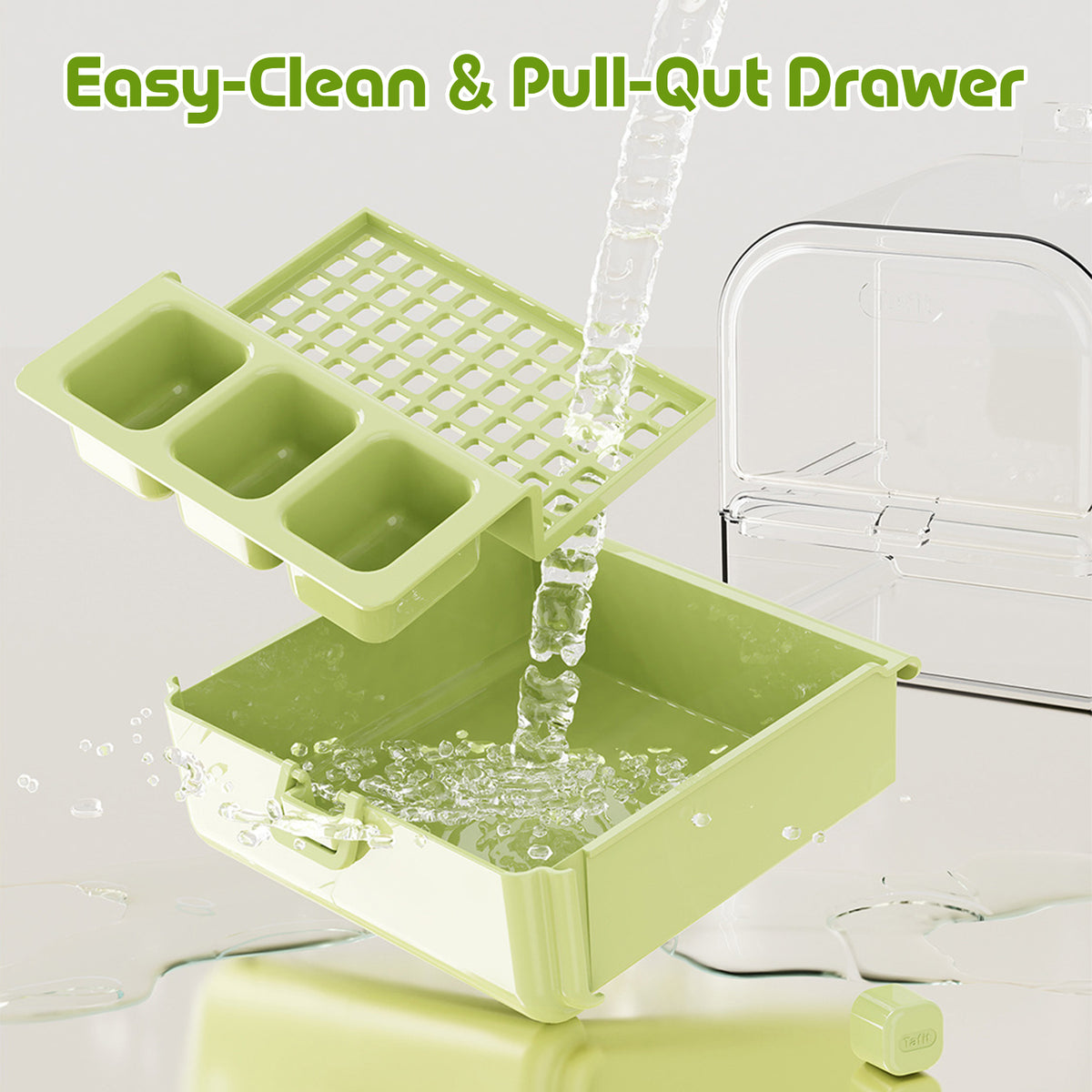 Rywell Bagno per uccelli sospeso per gabbia con ciotole e fondo a rete - Bagno/ciotola/casetta multifunzione 3 in 1, doccia per uccelli per inseparabili, fringuelli, parrocchetti, parrocchetti ondulati e altri uccelli di piccole e medie dimensioni - Verde