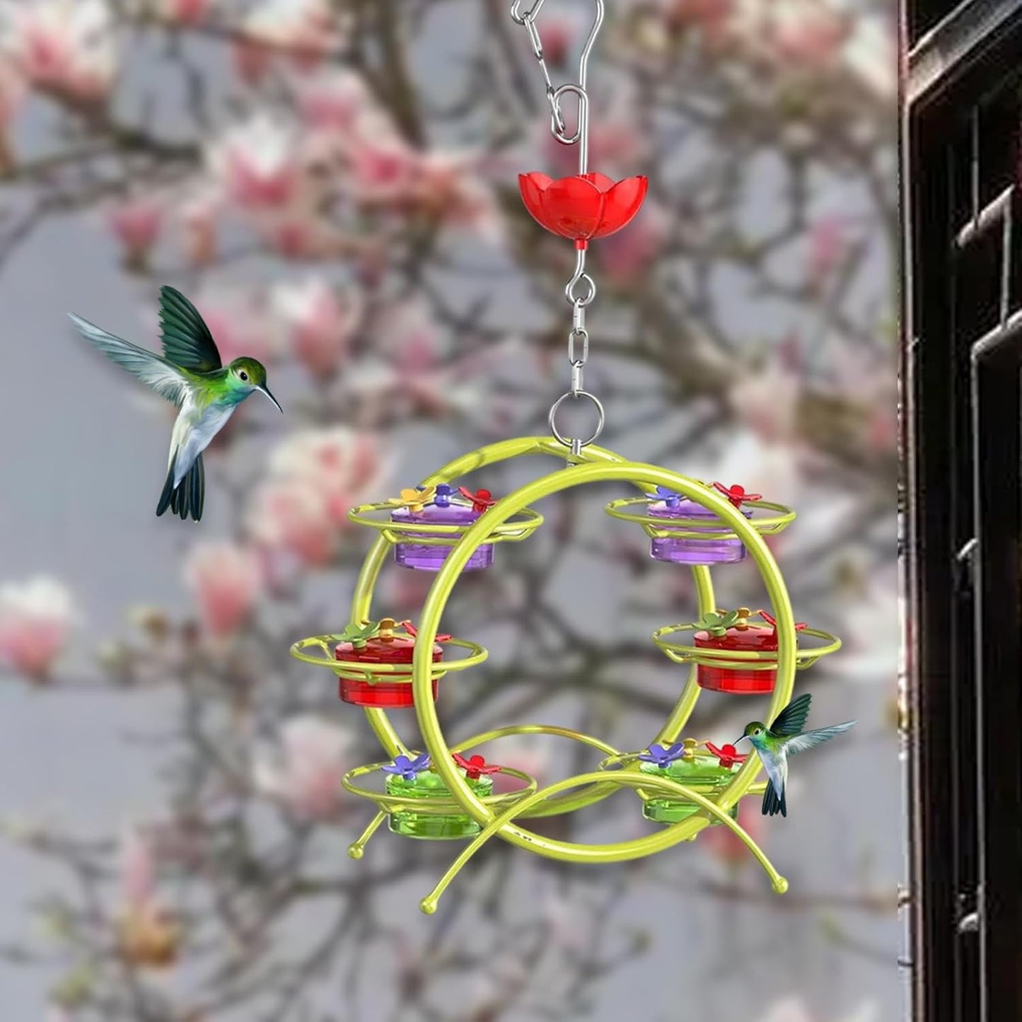 Rywell Hummingbird Feeders for Outdoors - Multi-Ports, Top Filling Ant & Bee, Garden Decor