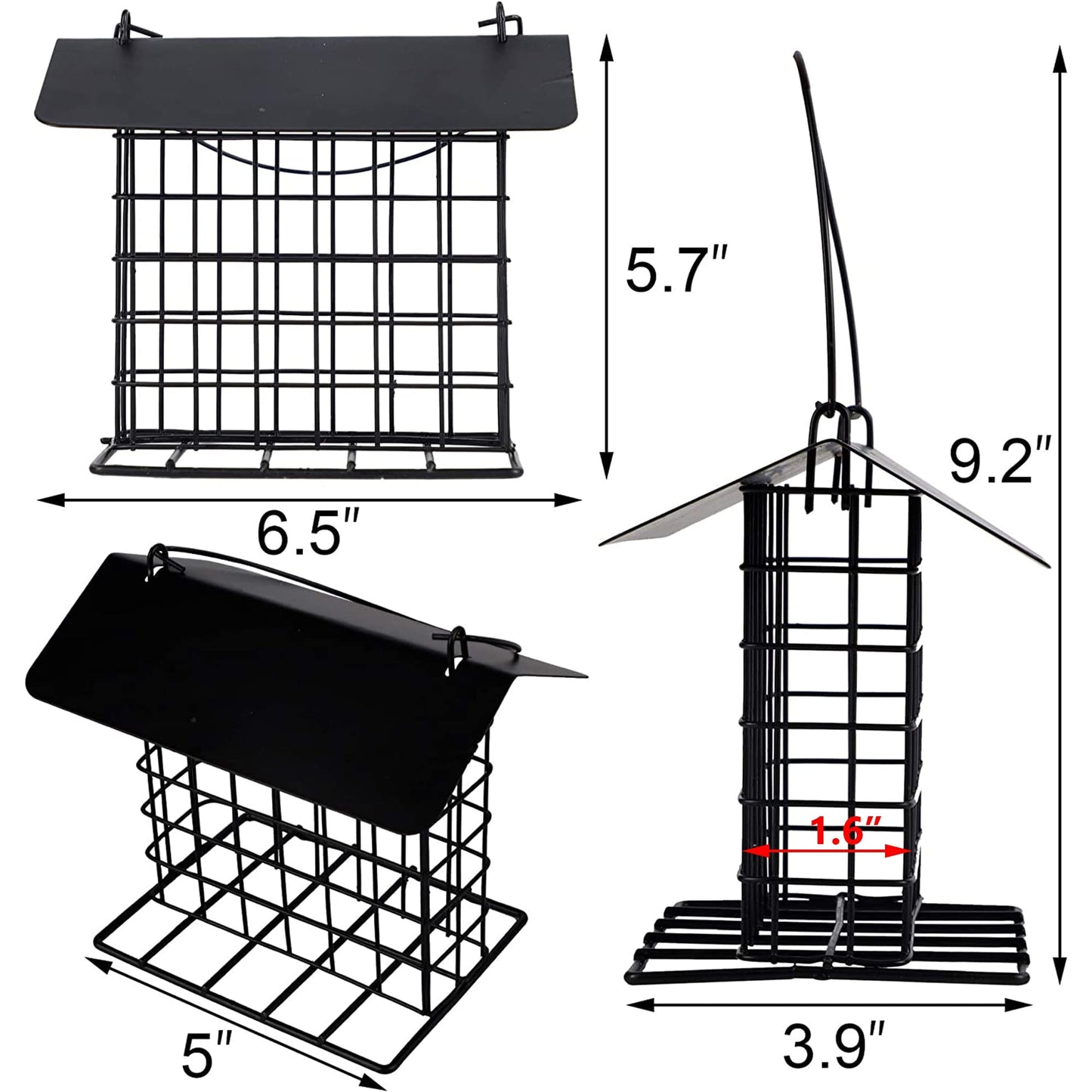 Rywell Squirrel Proof Suet Feeder, Heavy-Duty Metal Hanging Bird Feeder for Outside, Weatherproof Suet Cage for Woodpeckers & Wild Birds, Garden Suet Cake Holder