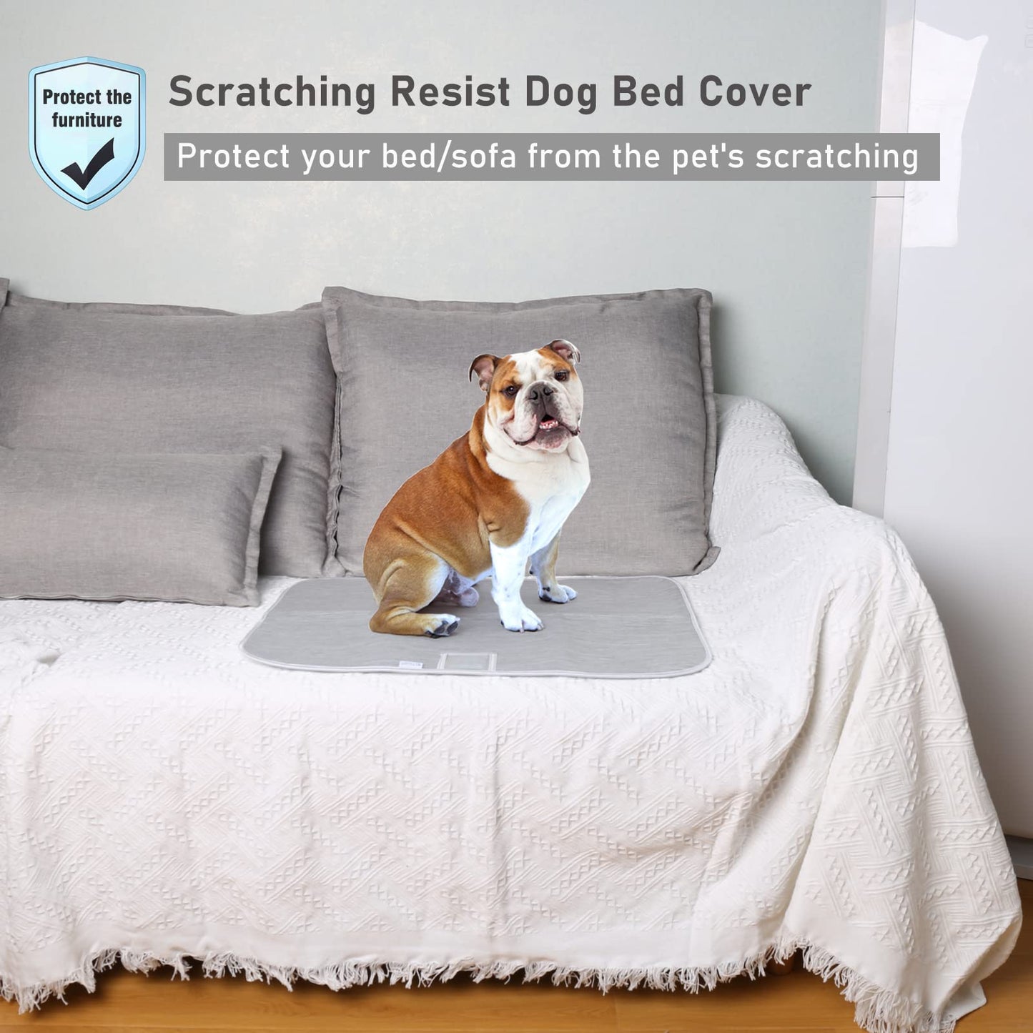 Rywell Pet Reusable Bed Pad Summer Cooling Dogs Mat with Humidity indicator card, Super Absorption Non-toxic Traning Mats Machine Washable & Portable, Indoors & Outdoors - S Grey