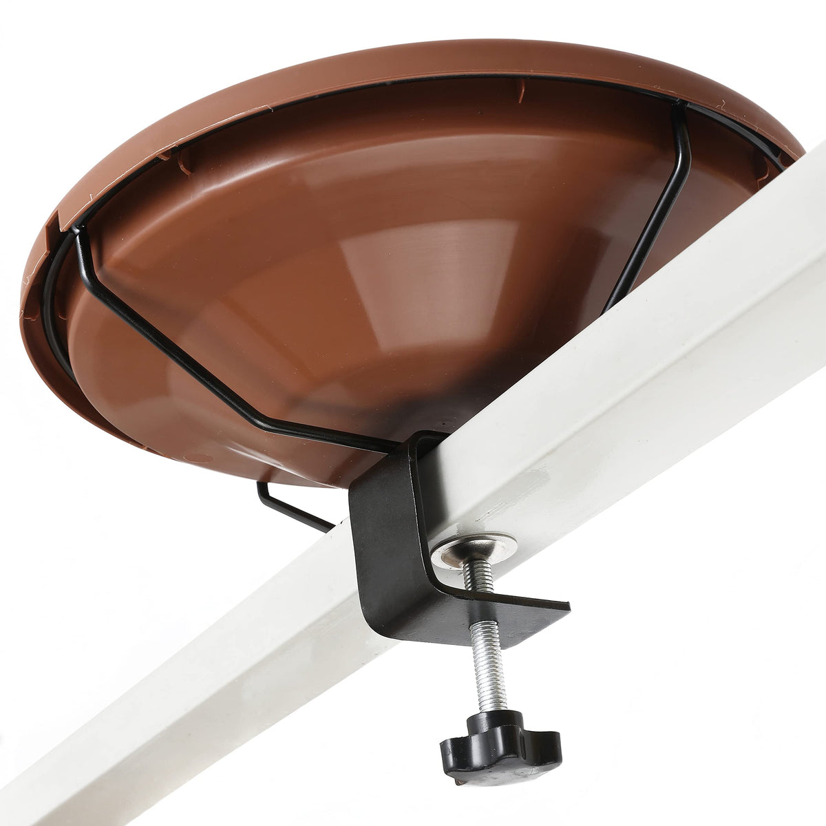 Rywell Bird Bath Deck Mounted Bowl 12 Inches, Balcony Railing Birdbaths Unheated, Bird Bath Fence Clamp Detachable