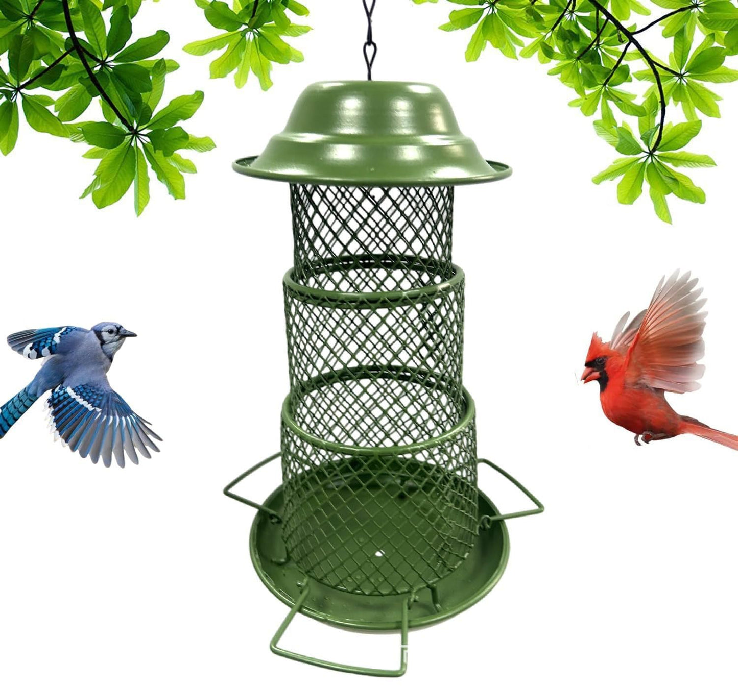 Rywell Bird Feeders for Outdoors Hanging, Waterproof Rooftop Bird Feeder with a Latch Feature, Squirrel Proof Wild Bird Seed for Outside Feeders and Garden Decoration Yard for Bird Watchers (3 Tier)