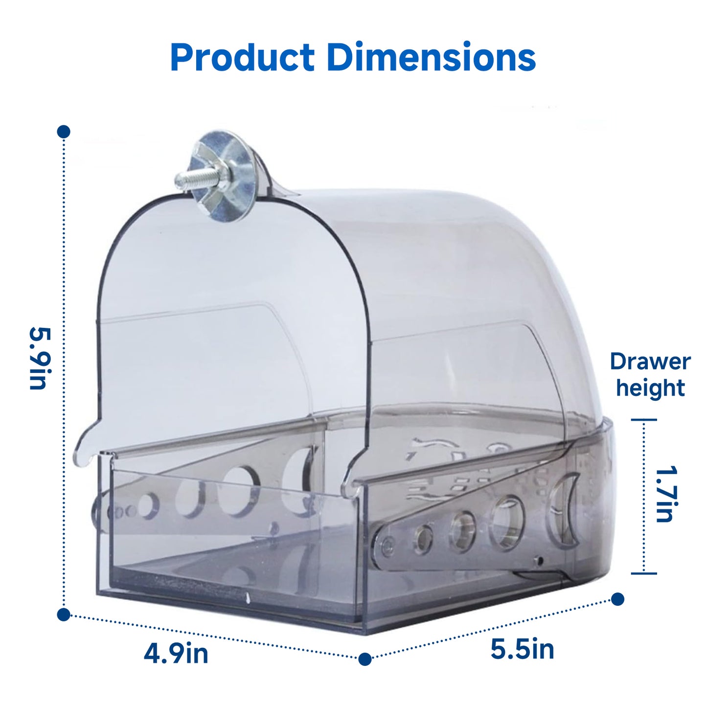 Rywell Bird Bath Cage, Cleaning Pet Supplies Cockatiel Bird Clear Bathtub with Bottom Drawer for Little Bird Parrots Spacious Parakeets Portable Shower for Most Birdcage