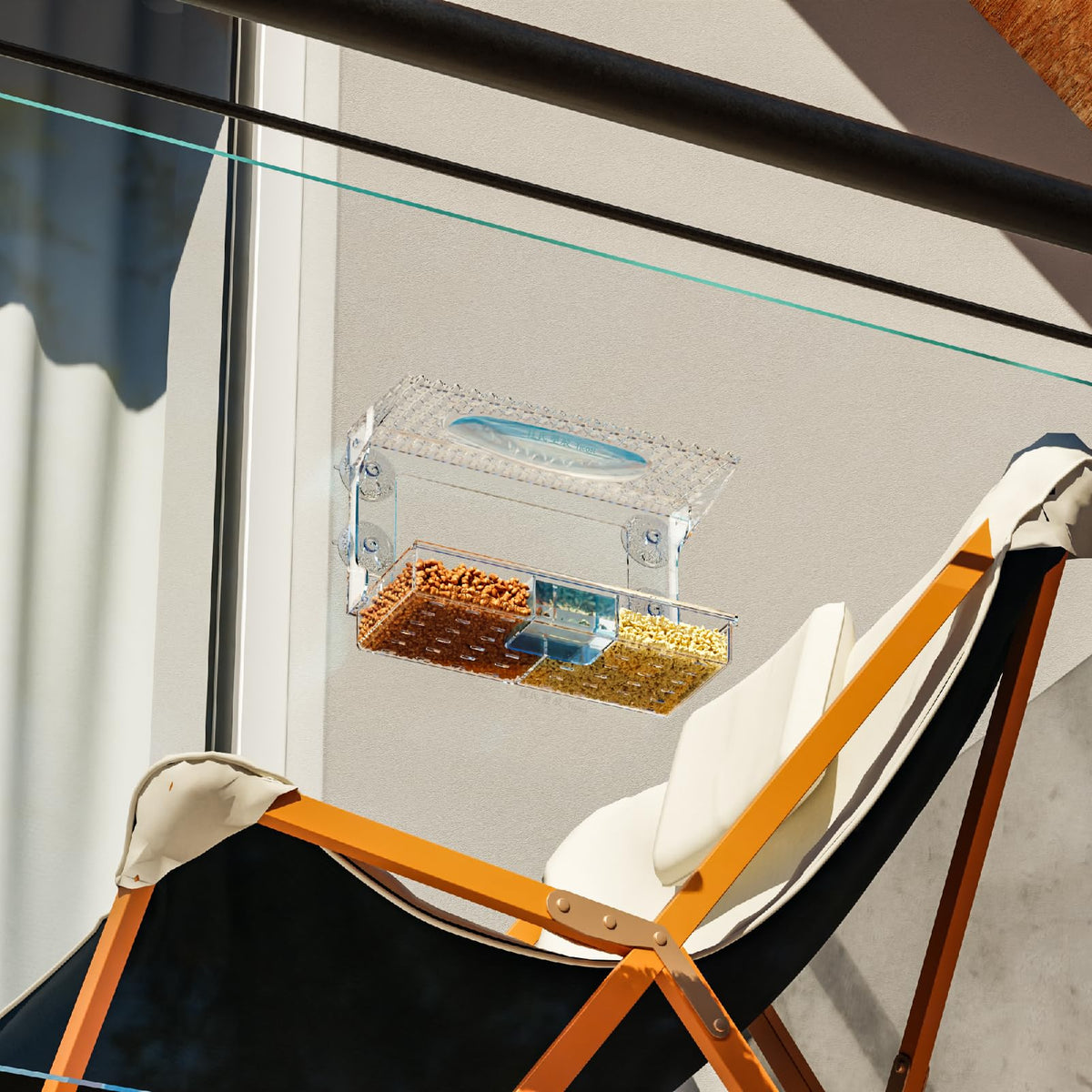 Rywell Acrylcc Window Bird Feeders with Strong Suction Cups for Window Viewing and Balcony,See Through Wild Birdfeeder with Bath and Water Combo,Clear Windows Bird Feeder for Cats,Kids,Birds Lover Gifts