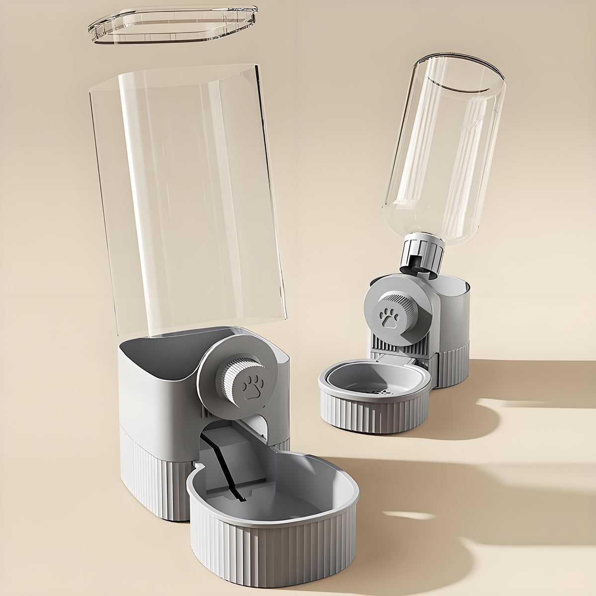 Rywell Hanging Automatic Food Water Dispenser,Rabbit Feeder Guinea Pig Water Bottle Food Feeder for Ferret Guinea Pig Rabbit Bunny Cage Accessories (Grey, 520ml+1200ml)