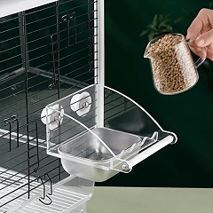 Rywell Acrylic No-Mess Bird Feeder with Perch – Automatic Seed Catcher for Parrots & Parakeets