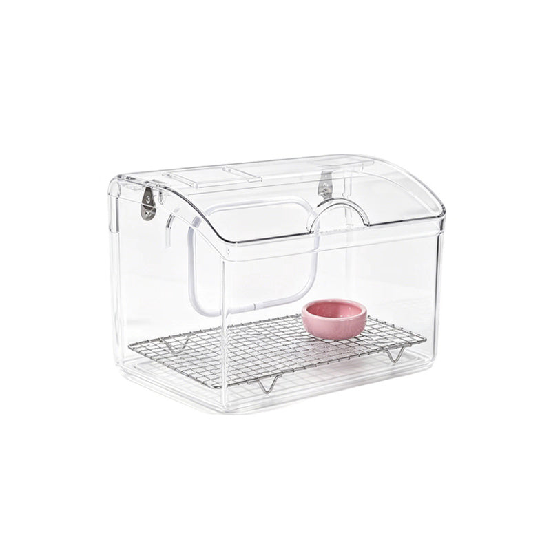Rywell Transparent Acrylic Bird Cage – Portable Bird Travel Carrier with Handle, 2-in-1 Hanging Bird Bath & External No-Mess Feeder for Parrots, Budgies, Cockatiels, Lovebirds, Conures, Finches & Canaries
