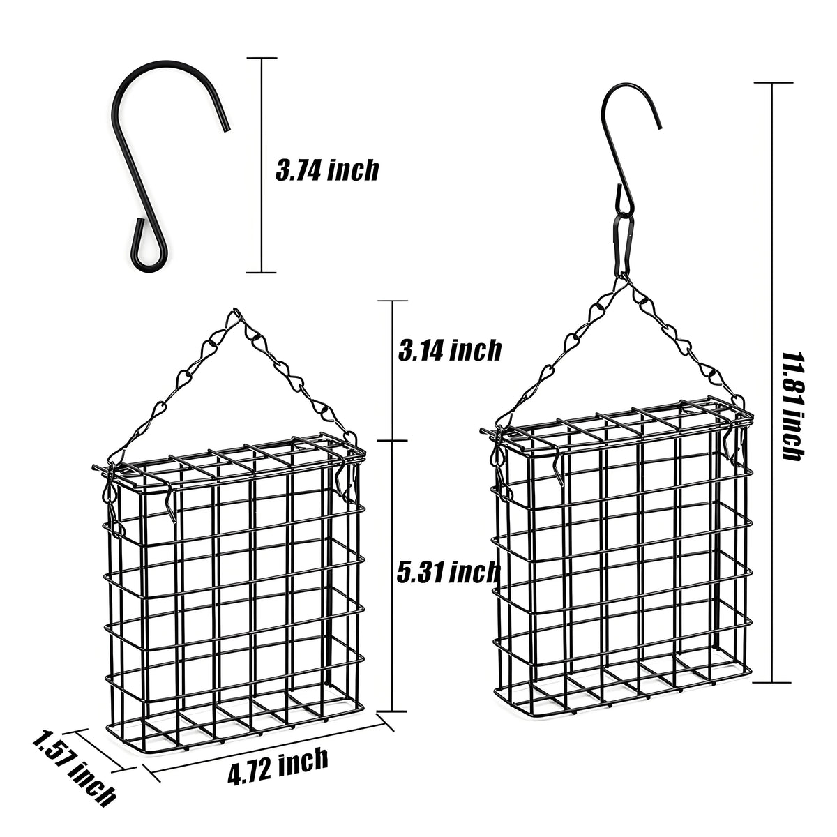 Rywell Hanging Suet Bird Feeder for Outdoors – Metal Suet Cage Feeder for Wild Birds, Single Suet Cake Capacity, Backyard Garden Bird Feeder