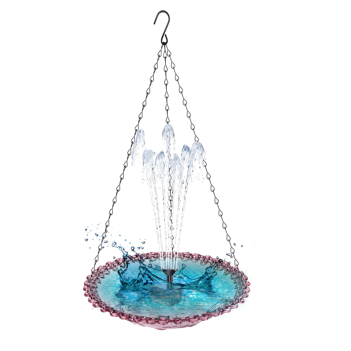 Rywell Solar Hummingbird Bath Fountain – Hanging Hummingbird Feeder & Bird Bath with Floating Solar Fountain for Outdoor Garden Decor