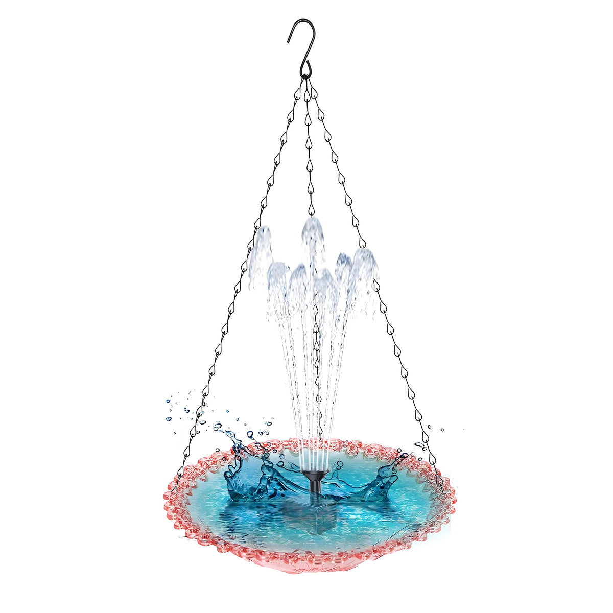 Rywell Solar Hummingbird Bath Fountain – Hanging Hummingbird Feeder & Bird Bath with Floating Solar Fountain for Outdoor Garden Decor