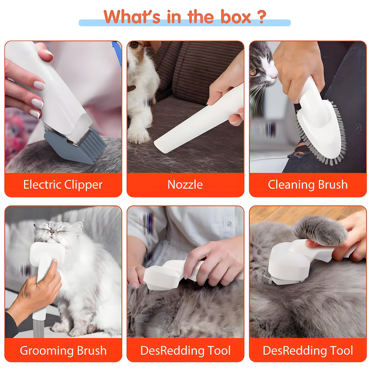 Rywell Pet Grooming Vacuum Kit for Dogs & Cats – Hair Clipper, Shedding Brush & Low Noise Pet Hair Remover