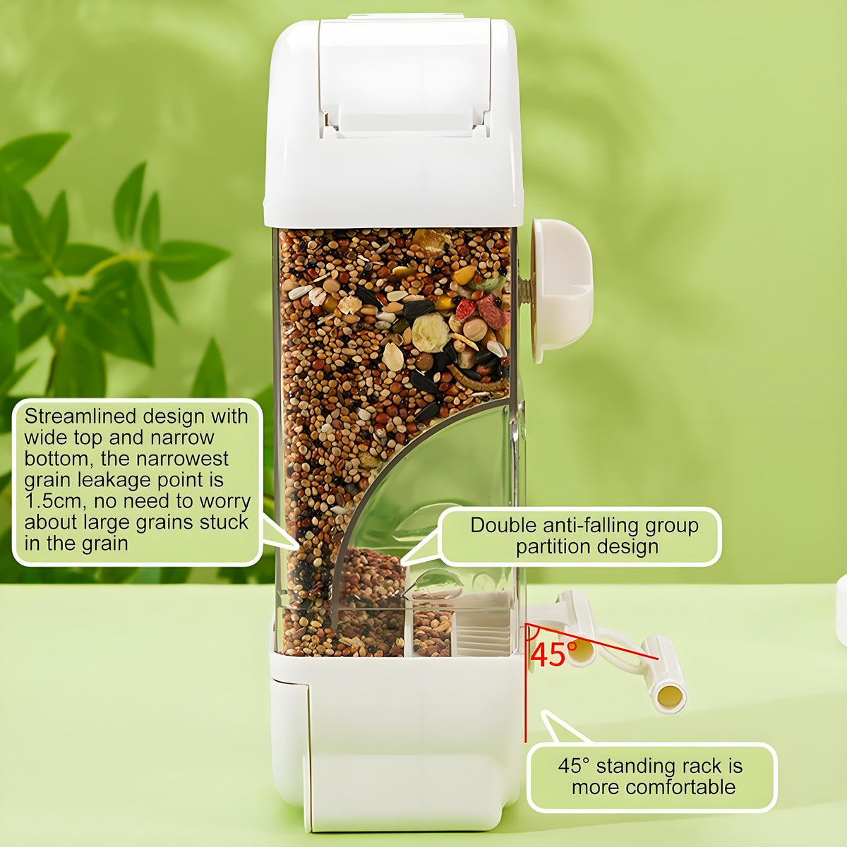 Rywell Smart Automatic Bird Feeder with Clear Large Capacity, Anti-Spill Design for Parakeets – Food & Water Dispenser