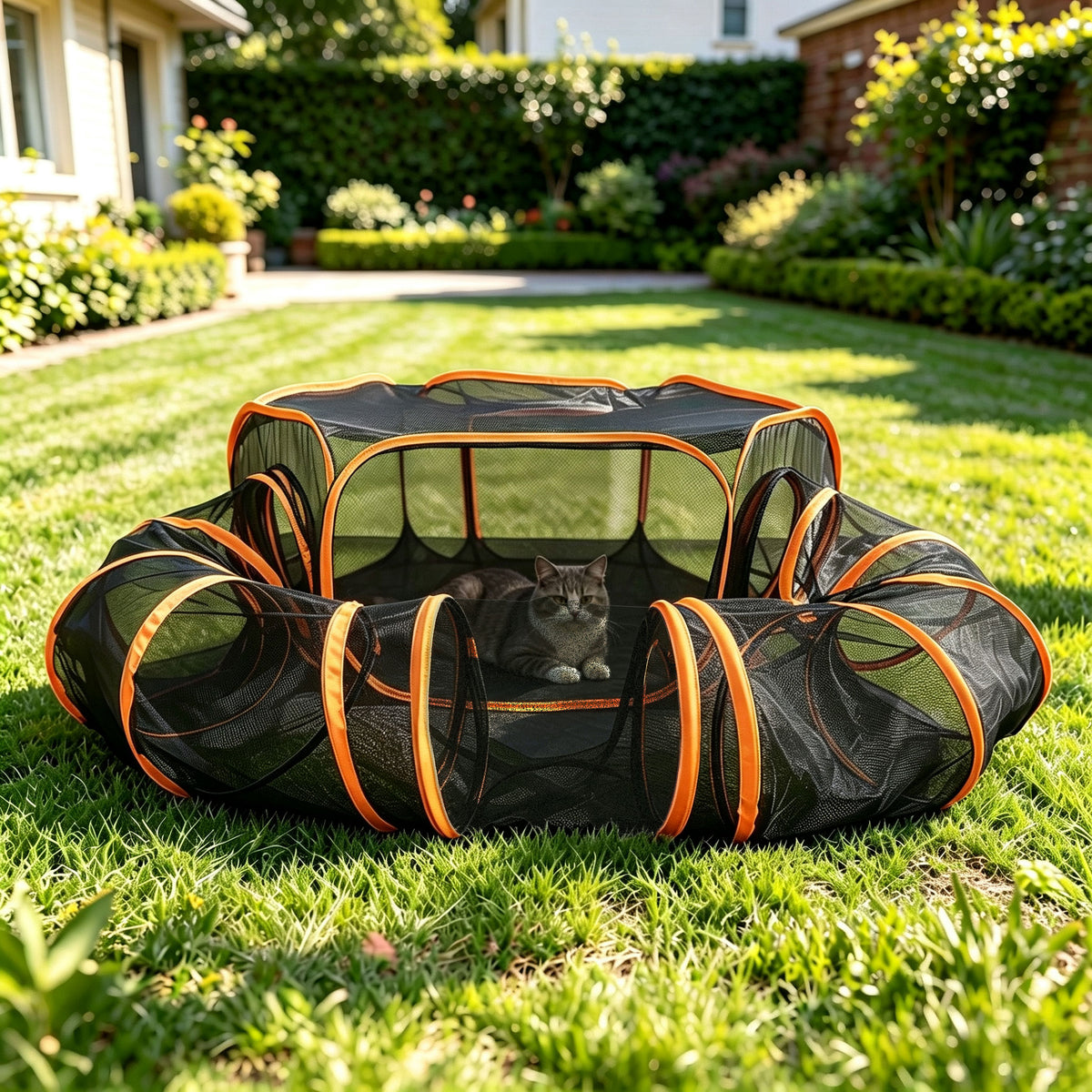 Rywell Portable Outdoor Cat Enclosure, Foldable Cat Tent for Indoor & Outdoor Cats, Cat Playpen Shelter for Travel, Camping & Backyard
