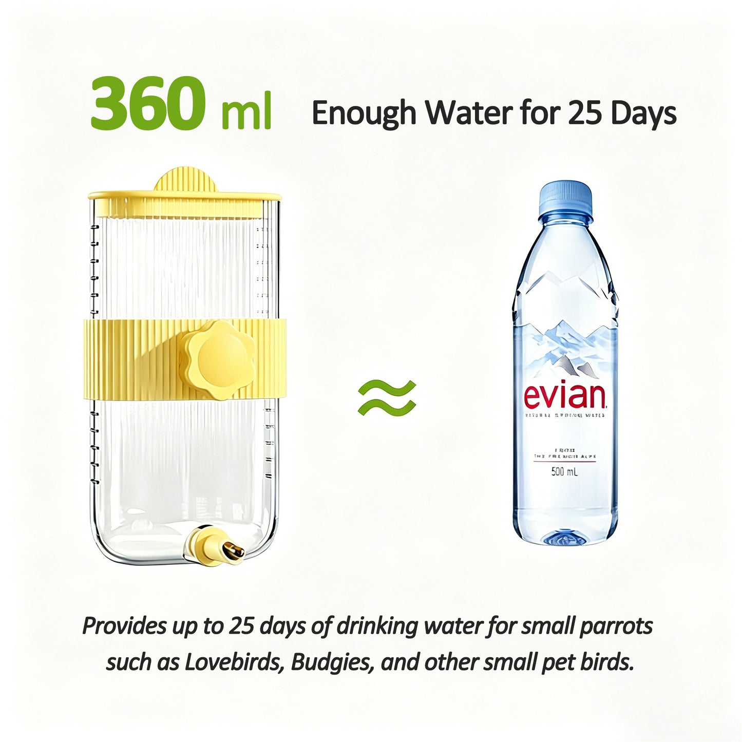 Rywell Automatic Hanging Parrot Water Dispenser – Leak-Proof No-Spill Bird Water Bottle for Budgies, Cockatiels & Lovebirds