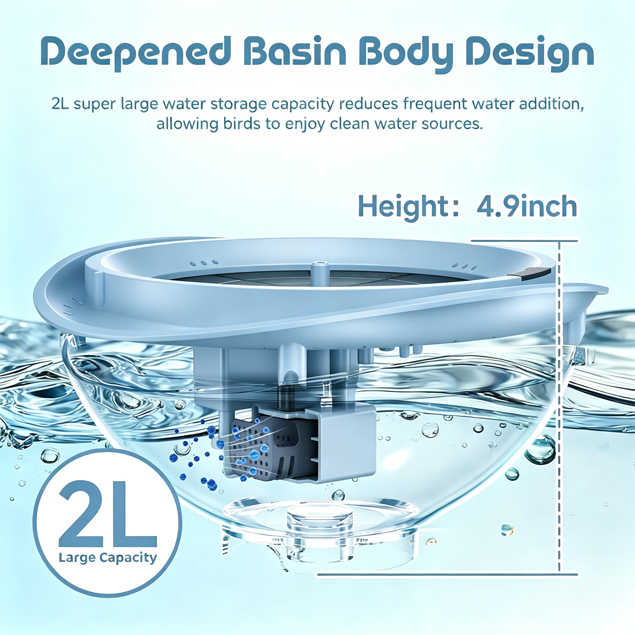 Rywell Solar Birdbath with Automatic Water Recycling & Filtration System