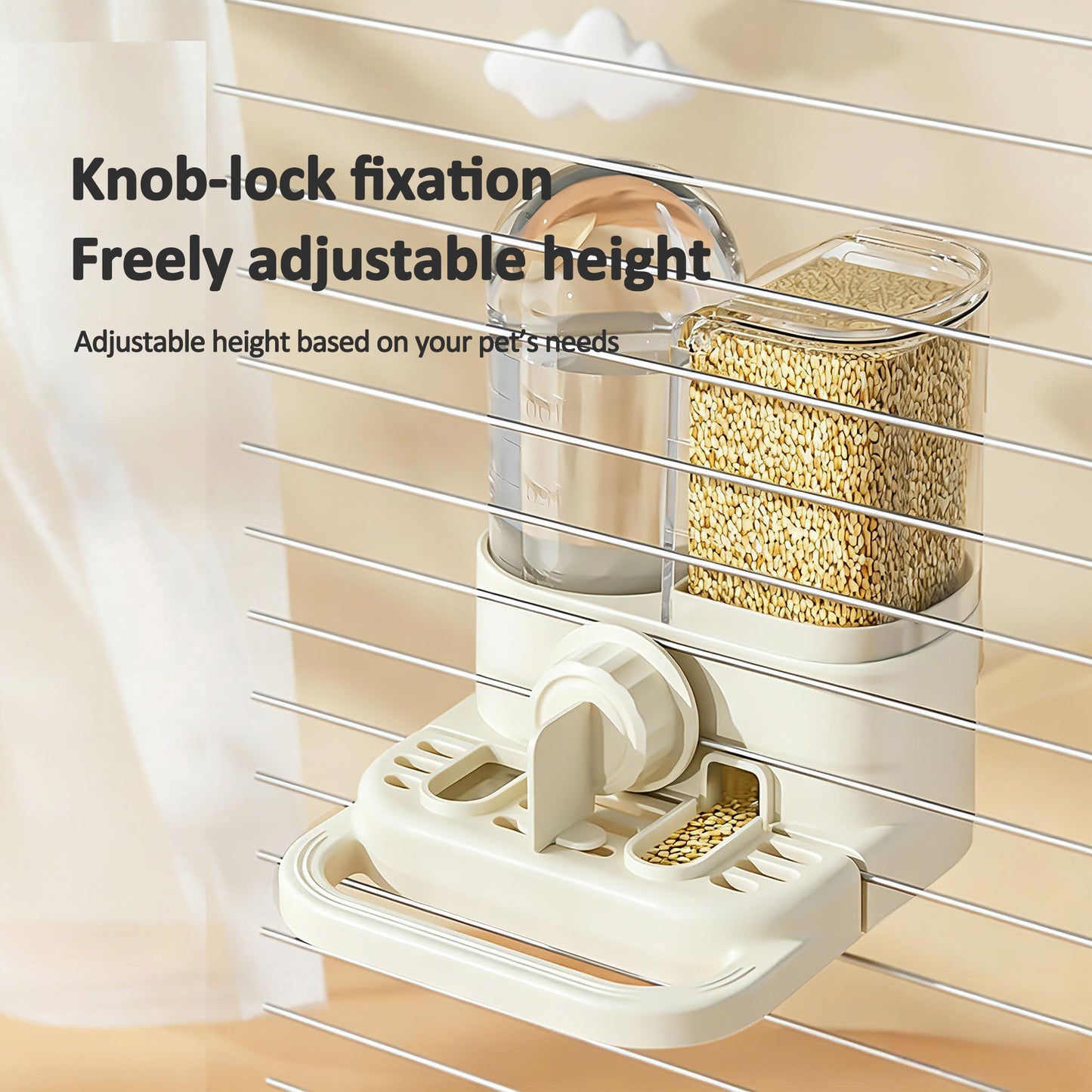 Rywell 2-in-1 Bird Feeder & Water Dispenser for Parrots, Cockatiels, Lovebirds & Mynah – Automatic Gravity Bird Cage Water Bottle & Feeding Station for Small Pet Birds