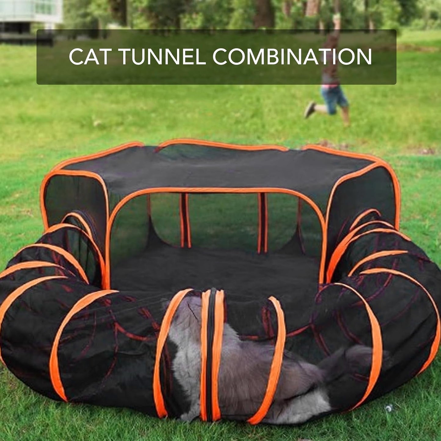 Rywell Portable Outdoor Cat Enclosure, Foldable Cat Tent for Indoor & Outdoor Cats, Cat Playpen Shelter for Travel, Camping & Backyard