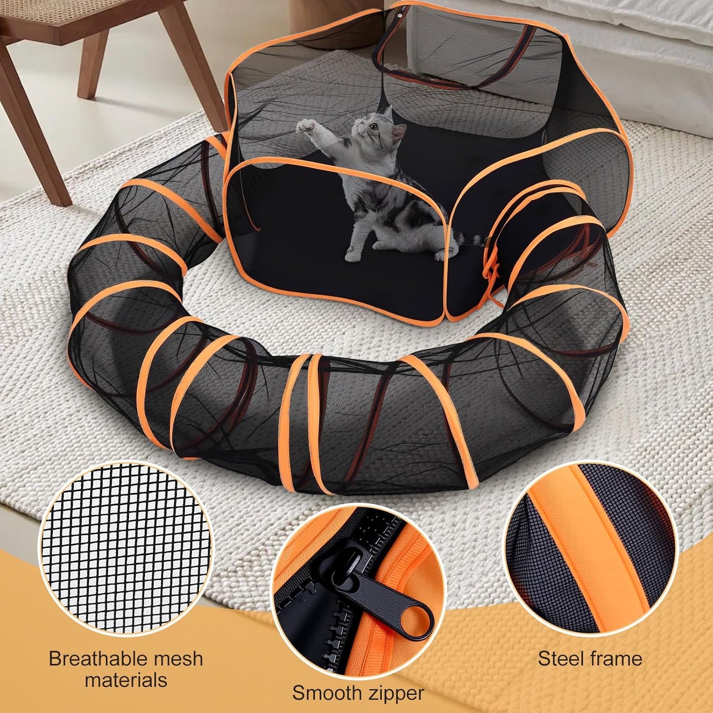 Rywell Portable Outdoor Cat Enclosure, Foldable Cat Tent for Indoor & Outdoor Cats, Cat Playpen Shelter for Travel, Camping & Backyard