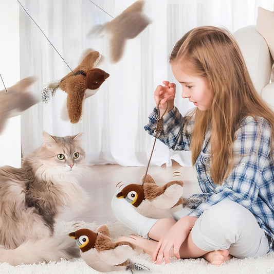 Rywell Rechargeable Flapping Bird Cat Toy – Touch-Activated, Chirps & Flaps Like a Real Sandpiper with Catnip