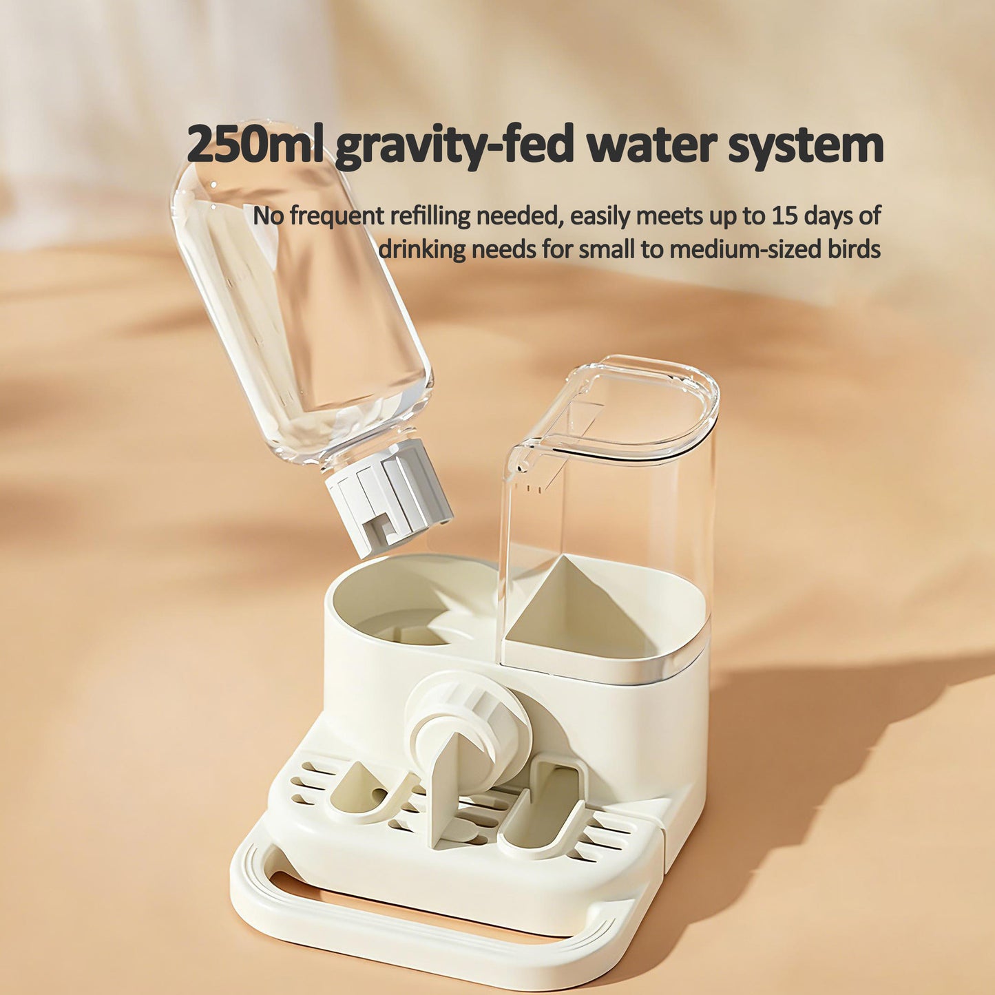 Rywell 2-in-1 Bird Feeder & Water Dispenser for Parrots, Cockatiels, Lovebirds & Mynah – Automatic Gravity Bird Cage Water Bottle & Feeding Station for Small Pet Birds