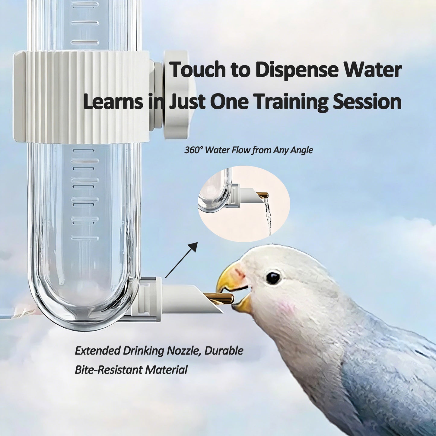 Rywell Automatic Hanging Parrot Water Dispenser – Leak-Proof No-Spill Bird Water Bottle for Budgies, Cockatiels & Lovebirds