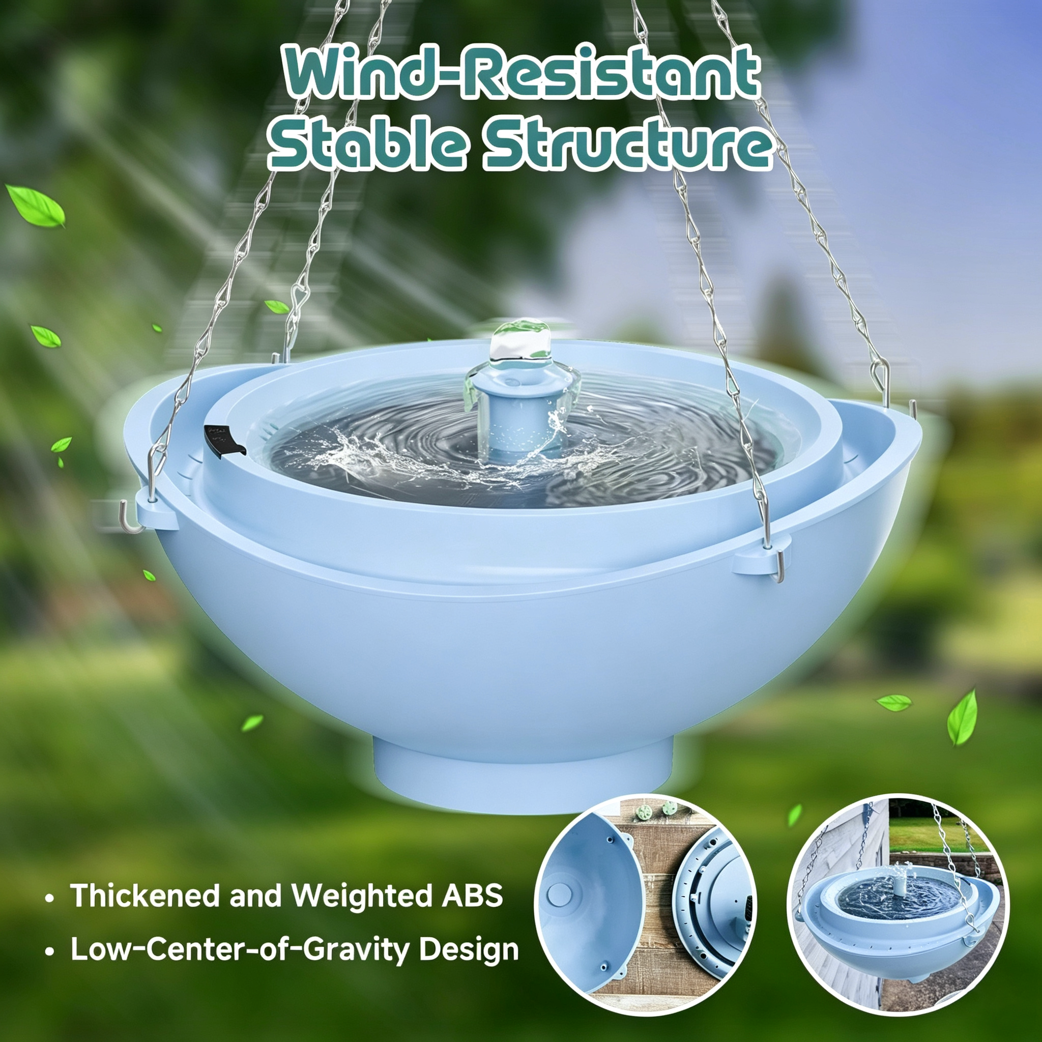 Rywell Solar Birdbath with Automatic Water Recycling & Filtration System