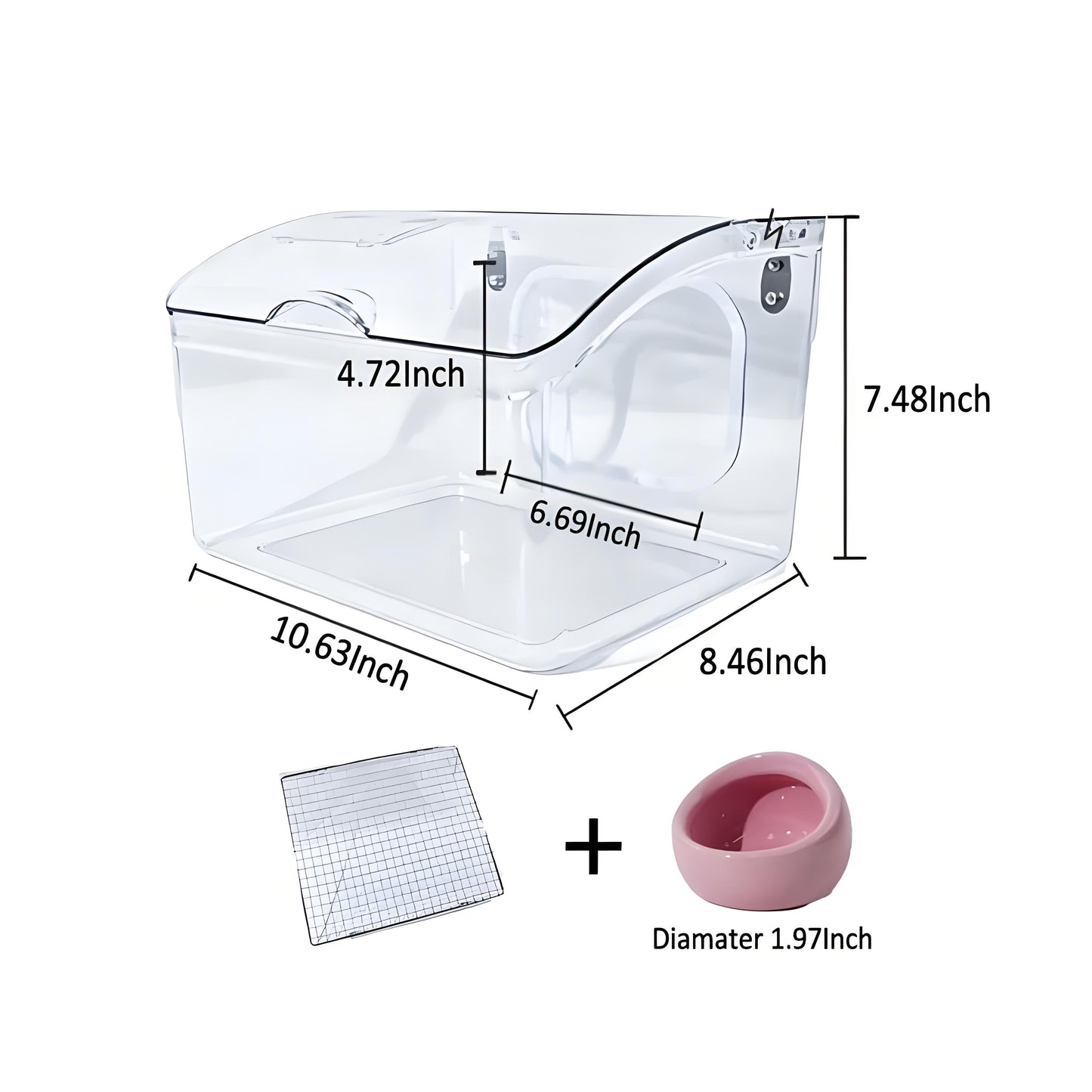 Rywell Transparent Acrylic Bird Cage – Portable Bird Travel Carrier with Handle, 2-in-1 Hanging Bird Bath & External No-Mess Feeder for Parrots, Budgies, Cockatiels, Lovebirds, Conures, Finches & Canaries