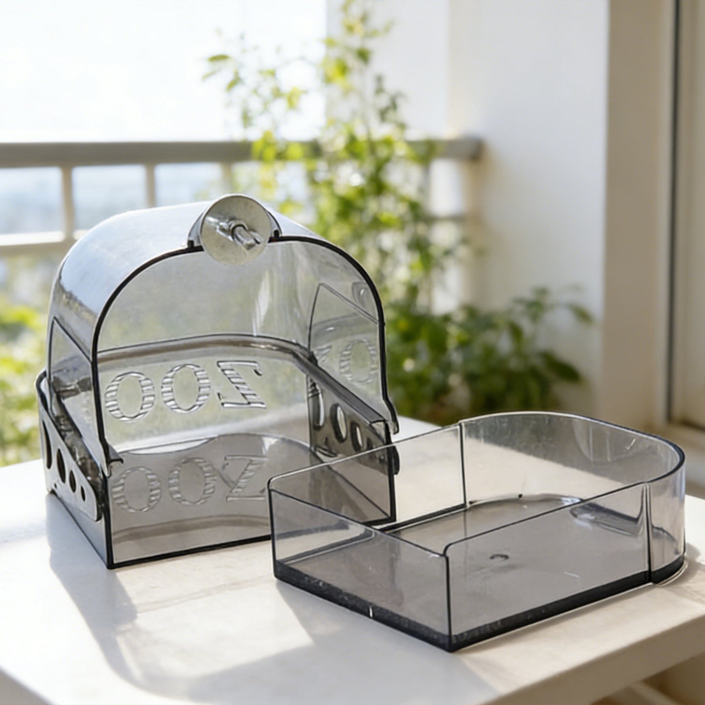 Rywell Bird Bath Cage, Cleaning Pet Supplies Cockatiel Bird Clear Bathtub with Bottom Drawer for Little Bird Parrots Spacious Parakeets Portable Shower for Most Birdcage