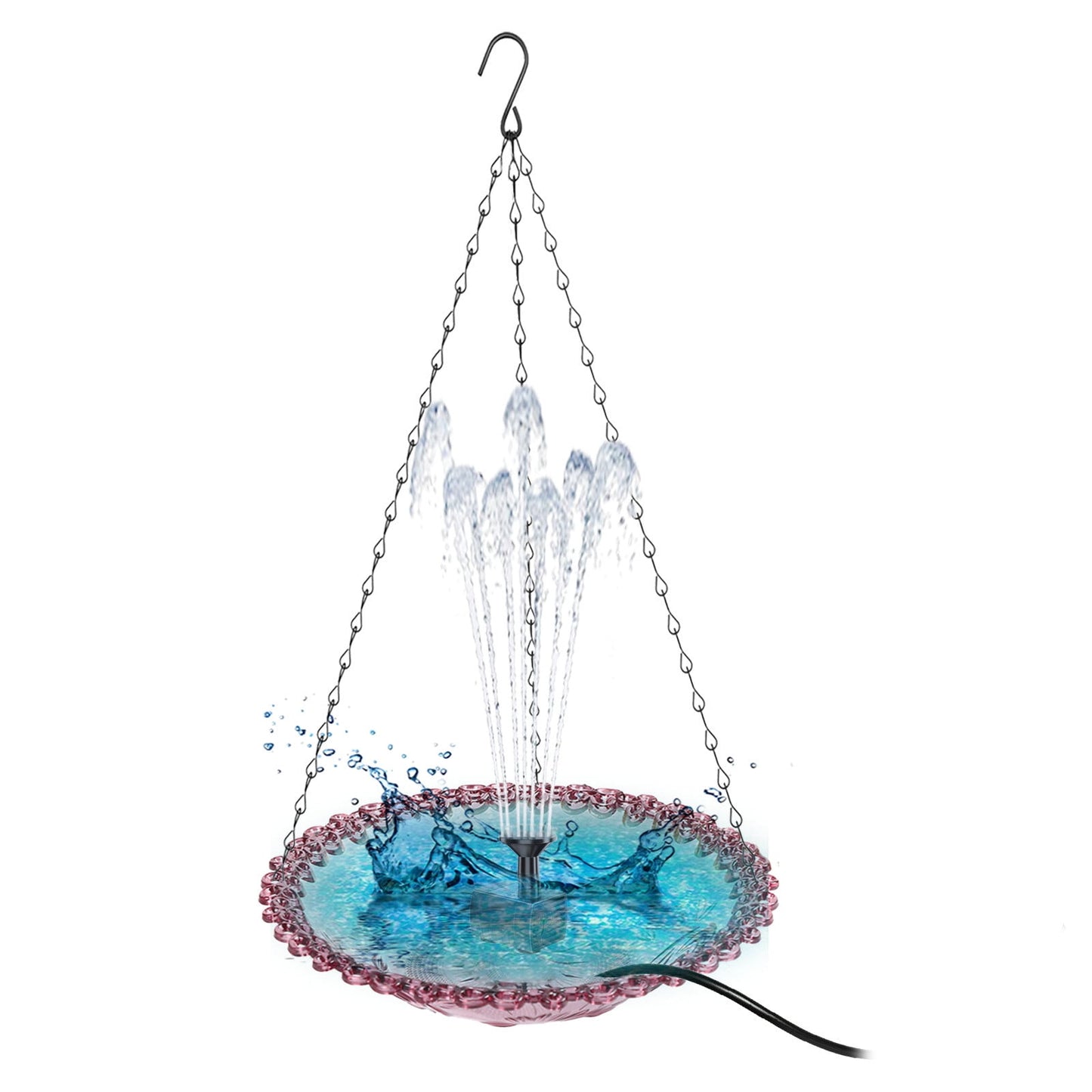 Rywell Solar Hummingbird Bath Fountain – Hanging Hummingbird Feeder & Bird Bath with Floating Solar Fountain for Outdoor Garden Decor