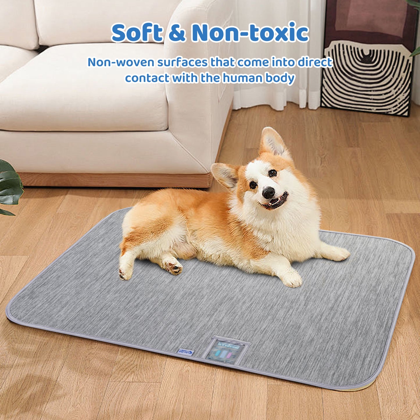 Rywell Pet Reusable Bed Pad Summer Cooling Dogs Mat with Humidity indicator card, Super Absorption Non-toxic Traning Mats Machine Washable & Portable, Indoors & Outdoors - S Grey