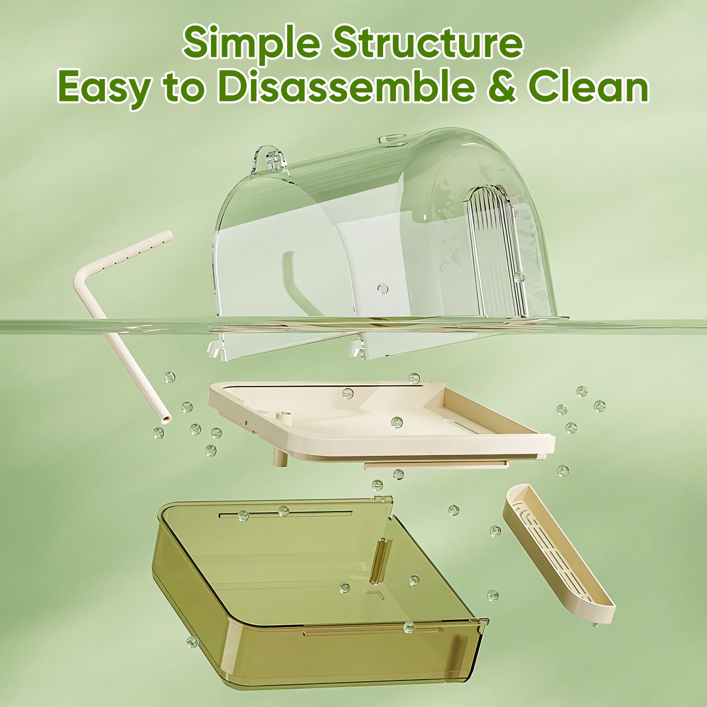 Rywell Hanging Bird Bath Box with Anti-Slip Base, Shower Bathing Pool for Parrots, Cockatiels, Lovebirds, Detachable Design