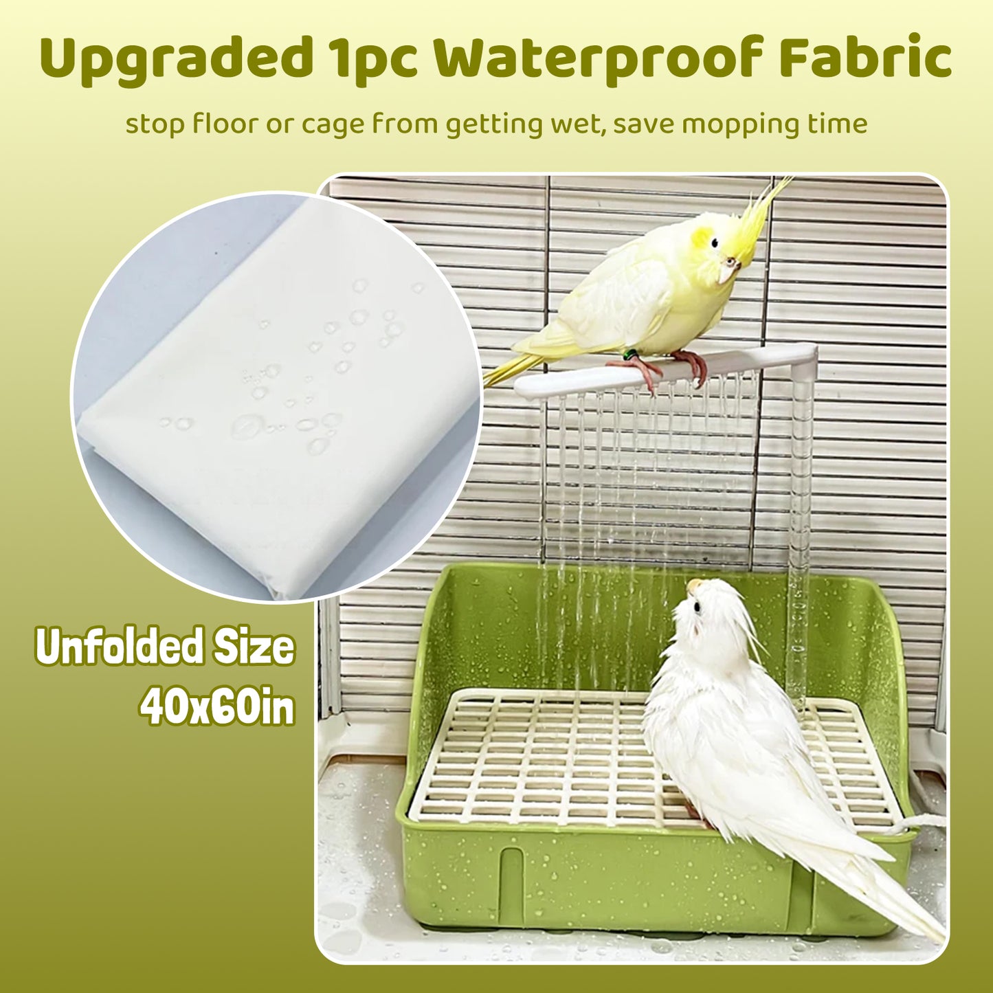 Rywell Automatic Parakeet Bird Bath with Pump, Large Bird Shower Fountain Indoor Bathtub with Running Water, Parrot Bath Tub Faucet for Pet Birds, African Grey, Cockatiel, Conure, Budgie, Lovebird