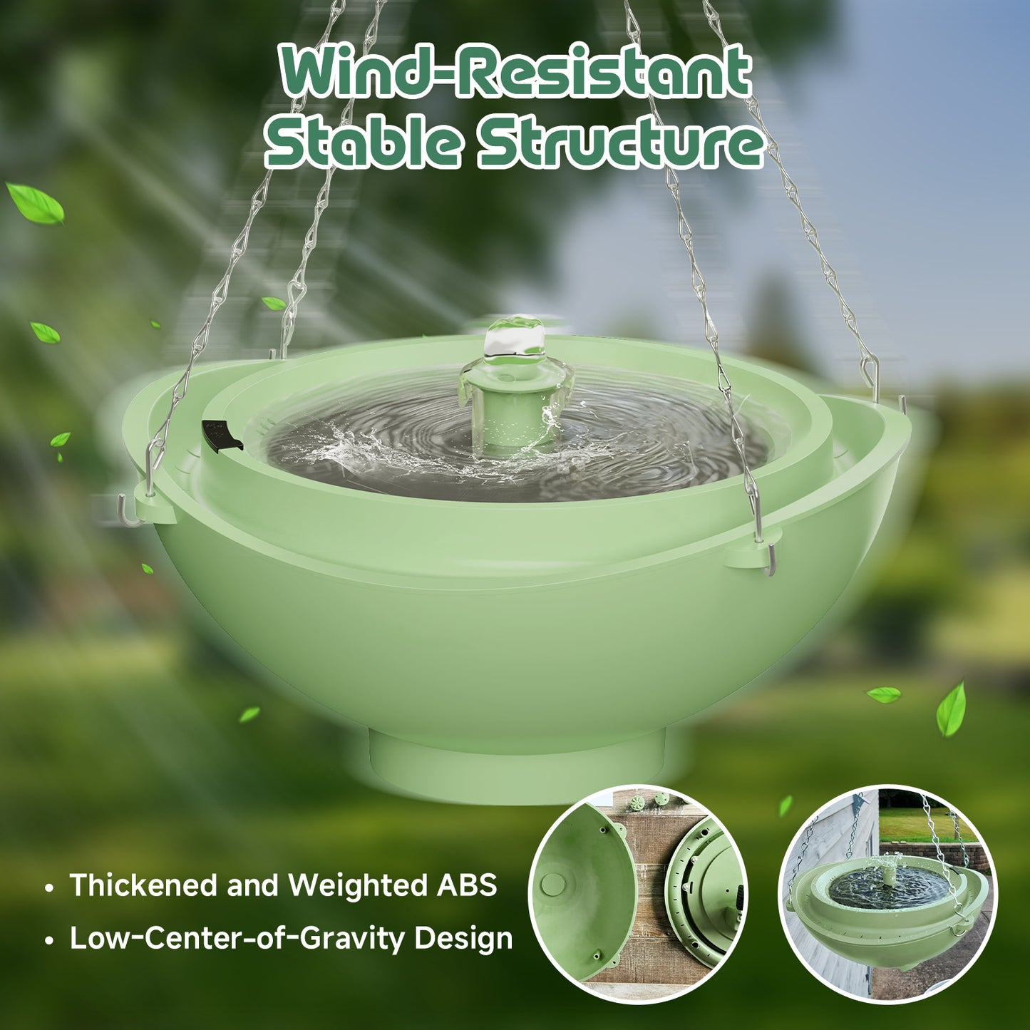 Bagno solare per uccelli Rywell con sistema automatico di riciclo e filtraggio dell'acqua