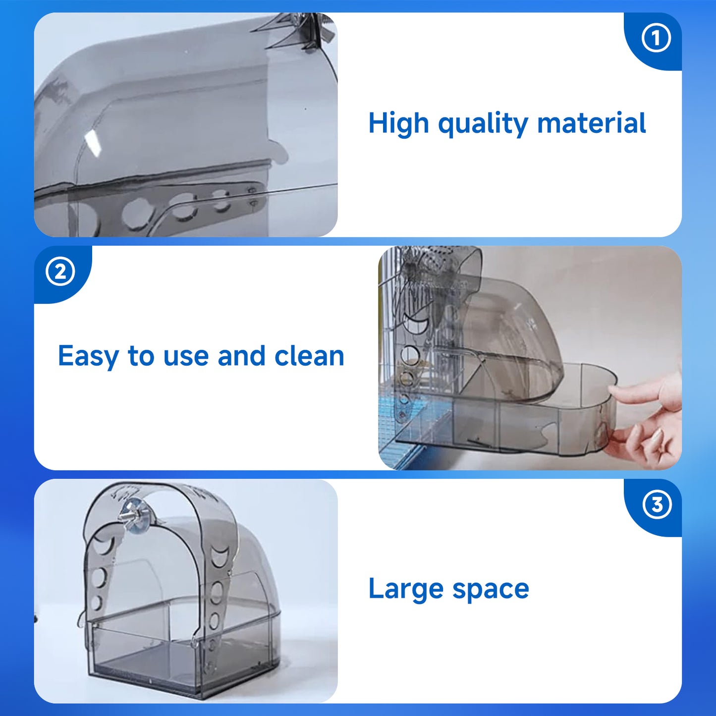 Rywell Bird Bath Cage, Cleaning Pet Supplies Cockatiel Bird Clear Bathtub with Bottom Drawer for Little Bird Parrots Spacious Parakeets Portable Shower for Most Birdcage