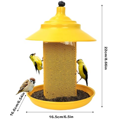 Rywell Bird Feeder for Finches, Tubular Mesh Garden Feeder with Tray, Wild Bird Feeders - for Garden, Yard, Patio, Balcony, Tree, Fence