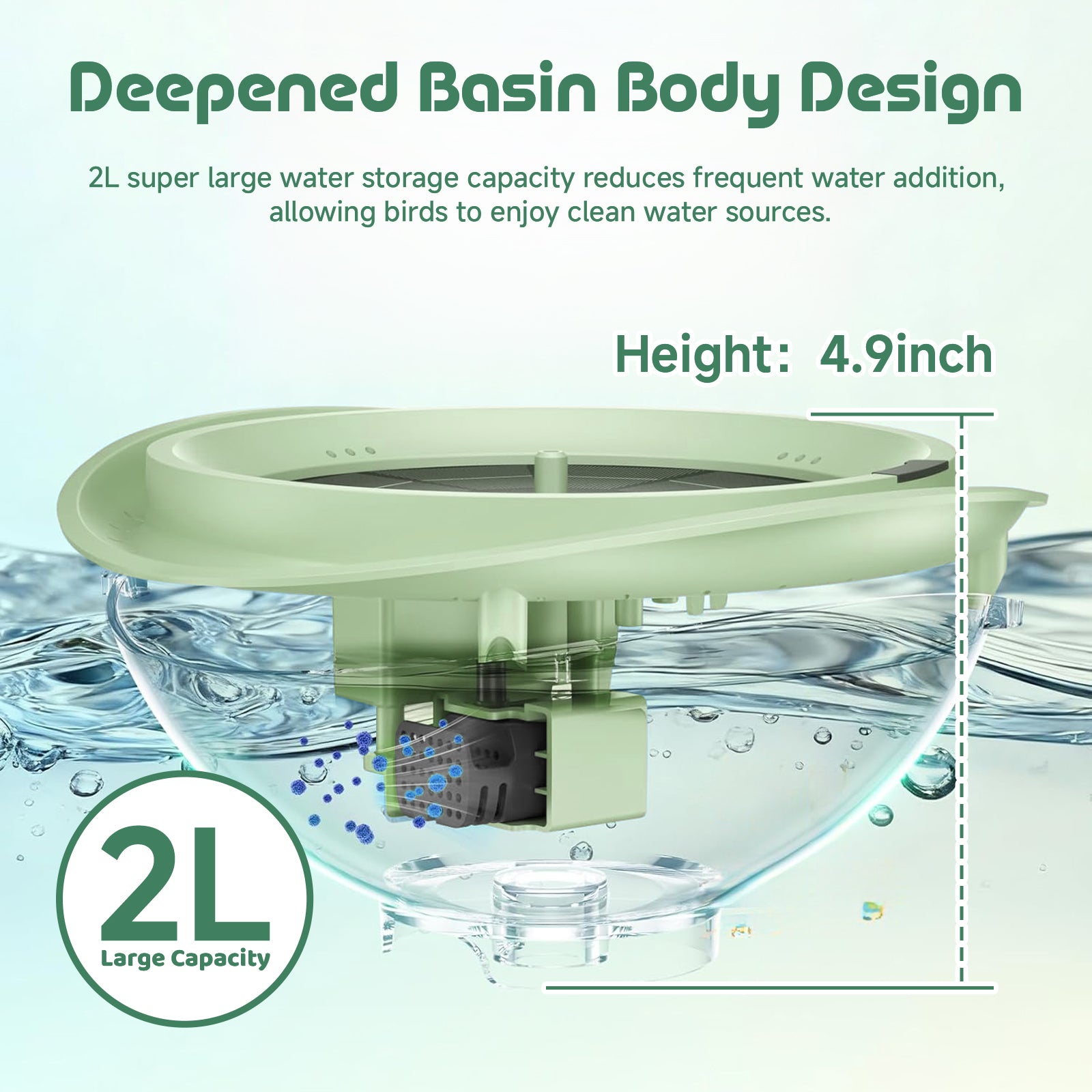 Rywell Solar Birdbath with Automatic Water Recycling & Filtration System